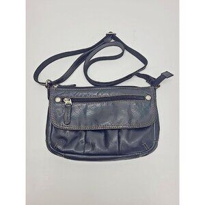 Fossil Black Pebbled Leather Crossbody Purse Adjustable Strap